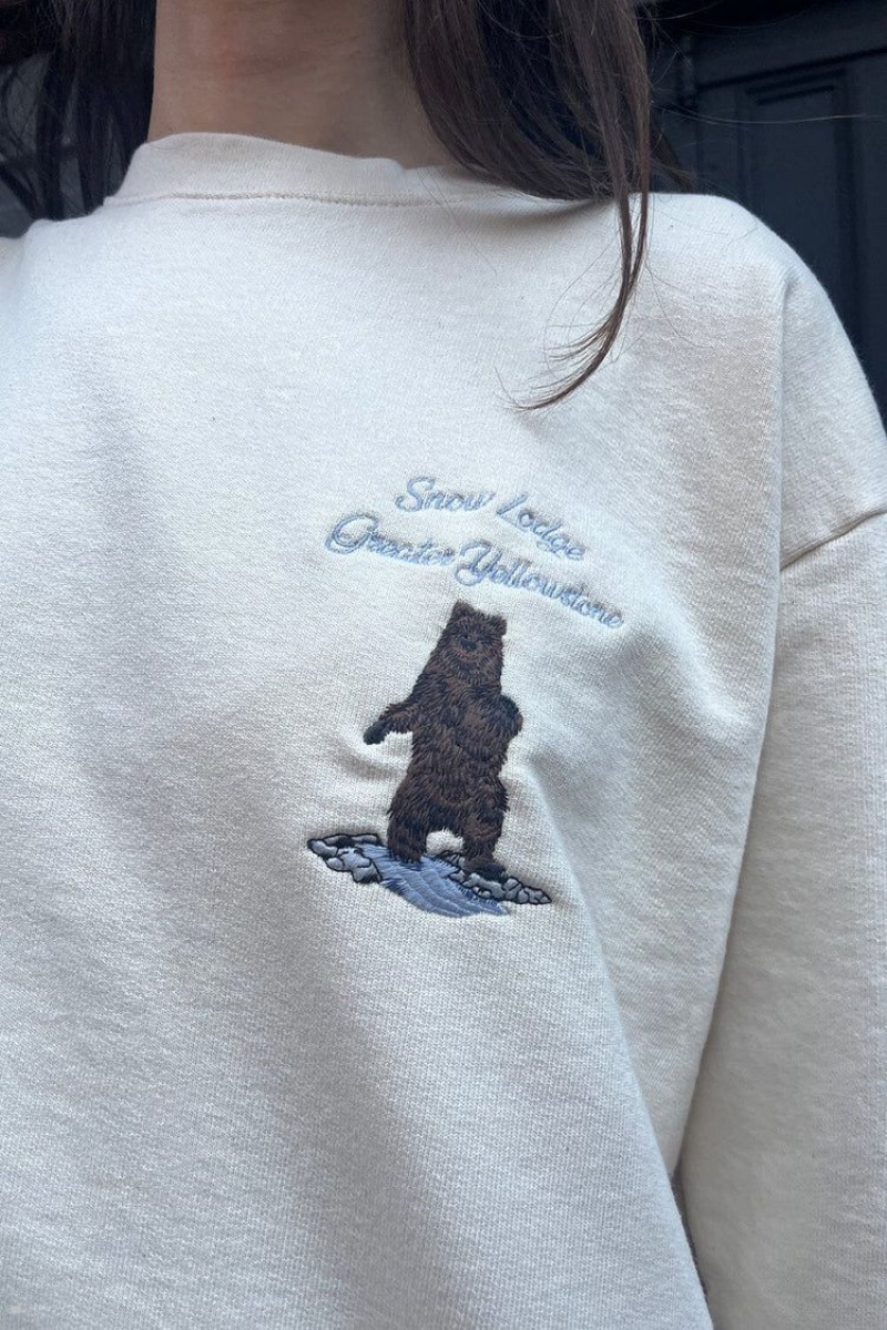 Sweatshirt Brandy Melville Erica Snow Lodge Greater Yellowstone Blanche | OJQ-40905967